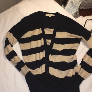 Ann Tay Loft Tan and Black Stripe Cardigan Small
